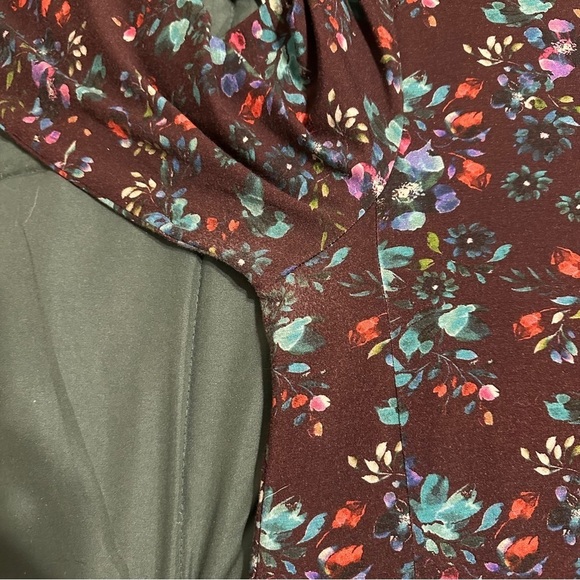 Garnet Hill Dark Floral Knit Trapeze Dress Long 3/4 Sleeve Scoop Neck Size Large - Picture 6 of 6